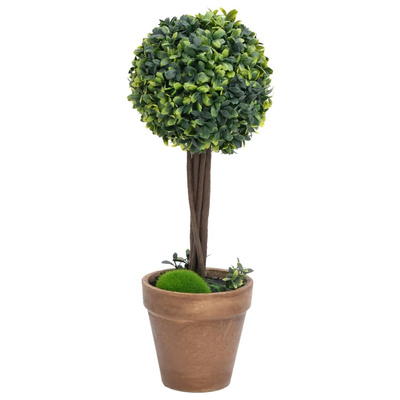 vidaXL Kule ze sztucznego bukszpanu w doniczce, 2 szt., zielone, 41 cm