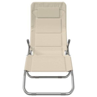 vidaXL Składne leżaki 2 szt., kremowe, tkanina Textilene i stal