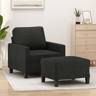 vidaXL Fotel z podnóżkiem, czarny, 60 cm, obity tkaniną