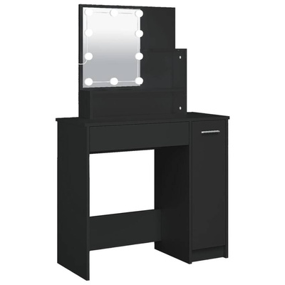 vidaXL Toaletka z oświetleniem LED, czarna, 86,5x35x136 cm