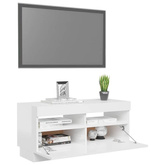 vidaXL Szafka pod TV z oświetleniem LED, biała z połyskiem, 80x35x40cm
