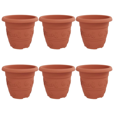 Okrągła doniczka na kwiaty 6 pcs Czerwony ceglasty ? 30 x 25 cm