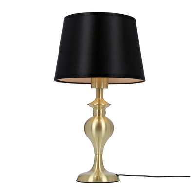 prima gold lampa gabinetowa złoty satynowy 1x60w E27 abażur czarny