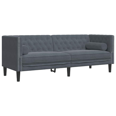 Sofa Ciemnoszary 194 x 74,5 x 70,5 cm Aksamit