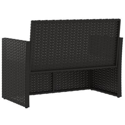 Ławka ogrodowa z poduszkami, czarna, 105 cm, polirattan