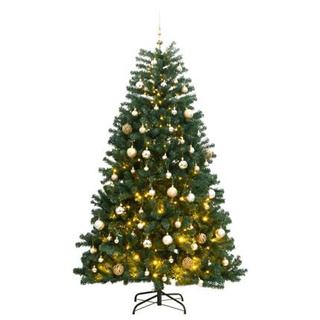 vidaXL Sztuczna choinka na zawiasach, 300 lampek LED i bombki, 240 cm