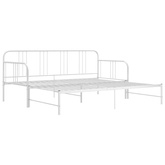 Sofa z wysuwaną ramą łóżka, biała, metalowa, 90x200 cm