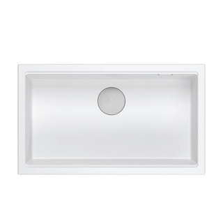 LOGAN 110 GraniteQ zlewozmywak snow white 76x44x23,5 cm 1-komorowy podwieszany z syfonem manualnym stal szlachetna
