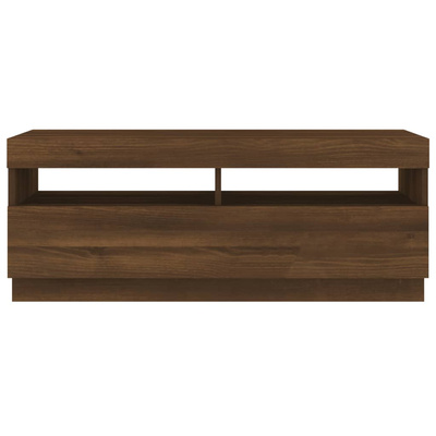 vidaXL Szafka pod TV z oświetleniem LED, brązowy dąb, 100x35x40 cm