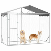 vidaXL Kojec dla psa, z dachem, srebrny, 3x1,5x2,5 m, stal