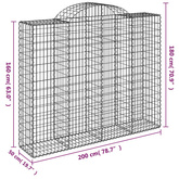 Kosze gabionowe, 8 szt, 200x50x160/180 cm, galwanizowane żelazo