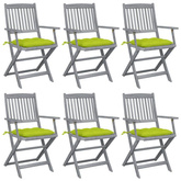 vidaXL Składane krzesła ogrodowe, 6 szt., z poduszkami, akacjowe