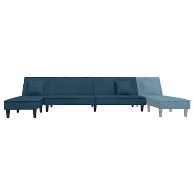 Sofa rozkładana w kształcie L, niebieska, 255x140x70, aksamit vidaXL