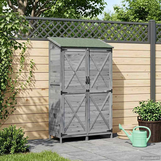 Shed ogrodowy Szary 106 x 56 x 176,5 cm Drewno Świerkowe