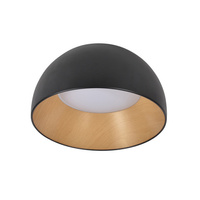 Lampa Sufitowa Plafon Czarno Drewniany 18W Led 35 Cm Klosz Biały Liguria