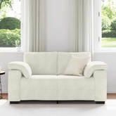 Sofa dwuosobowa, kremowa, 160x77x82 cm, aksamit