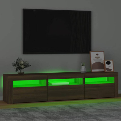 vidaXL Szafka pod TV z oświetleniem LED, brązowy dąb, 180x35x40 cm