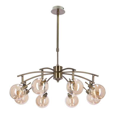 Lentini lampa wisząca patynowy 8x40w g9 klosz bursztynowy