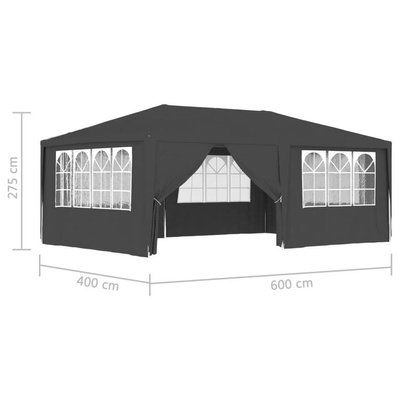 vidaXL Namiot imprezowy ze ściankami, 4x6 m, antracytowy, 90 g/m²