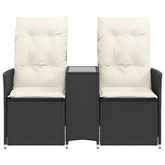 Rozkładana sofa ogrodowa dla 2 os., ze stolikiem, czarna