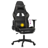 vidaXL Masujący fotel gamingowy z podnóżkiem, czarno-szary model standard