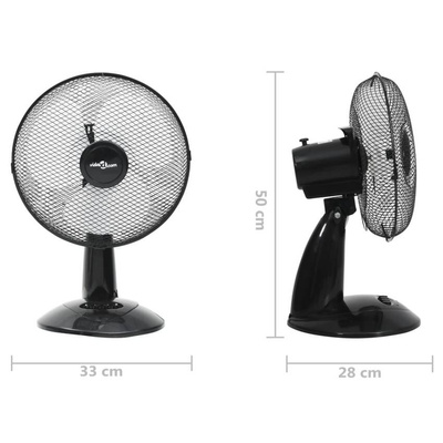 vidaXL Wentylator stołowy, 3 prędkości, 30 cm, 40 W, czarny