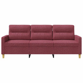 Sofa 3-osobowa, winna czerwień, 180 cm,tapicerowana tkaniną