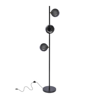 Kama lampa podłogowa czarny+złoty 3x28W G9 klosz grafitowy