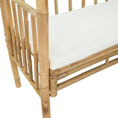 Łuk ogrodowy z ławką kremowobiały 115 x 50 x 205 cm Bambus