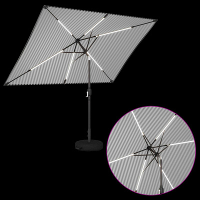 Parasol ogrodowy z oświetleniem LED i podstawą 200 x 300 cm