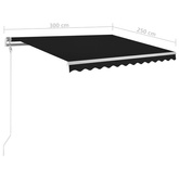 Automatycznie zwijana markiza, LED i czujnik wiatru, 300x250 cm