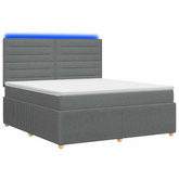 Łóżko z box spring LED z materacem ciemnoszary 180 x 200 cm
