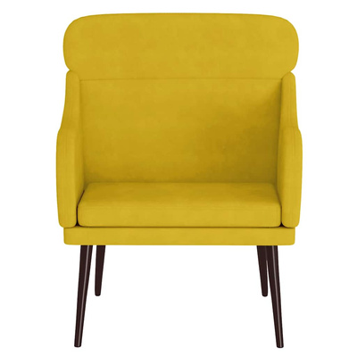 vidaXL Fotel, żółty, 63x76x80 cm, obity aksamitem
