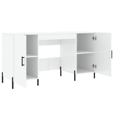 vidaXL Biurko białe z połyskiem, 140x50x75 cm, materiał drewnopochodny
