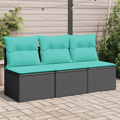Sofa Ogrodowa z poduszką Czarny 165 x 62 x 69 cm Polirattan