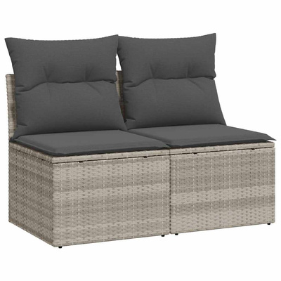 2-cz sofa ogrodowa z poduszkami, jasnoszary, rattan PE i akacja
