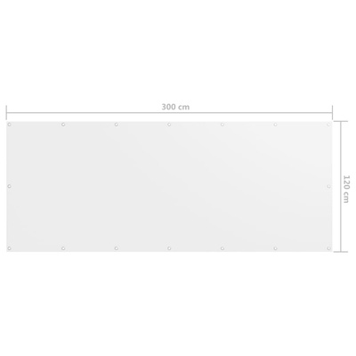Parawan balkonowy, biały, 120x300 cm, tkanina Oxford