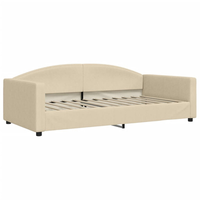Sofa z funkcją spania, kremowa, 100x200 cm, obita tkaniną