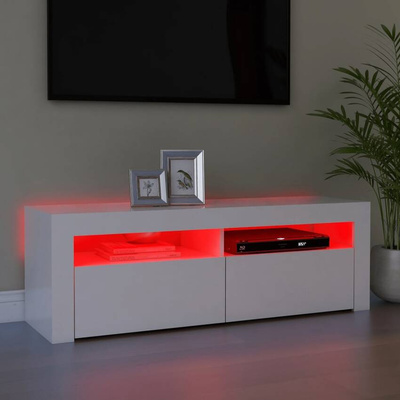 vidaXL Szafka pod TV z oświetleniem LED, biała, 120x35x40 cm