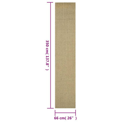vidaXL Dywanik, naturalny sizal, 66x350 cm, zielony