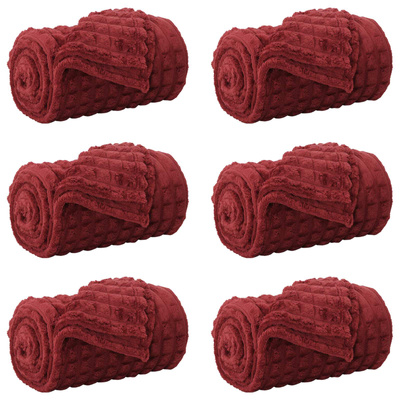 Koce narzutowe 6 pcs Bordeaux Czerwony 200 x 150 cm Polar