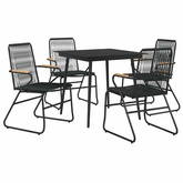 5-częściowy zestaw mebli ogrodowych, czarny, rattan PVC