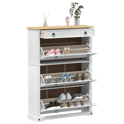 Szafka na buty z szufladą z półką Corona Biały 99 x 32 x 138 cm