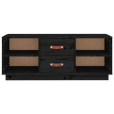 vidaXL Szafka pod TV, czarna, 100x34x40 cm, lite drewno sosnowe