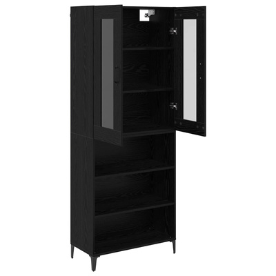 Highboard Czarny Dąb 69,5 x 34 x 180 cm Drewno inżynieryjne
