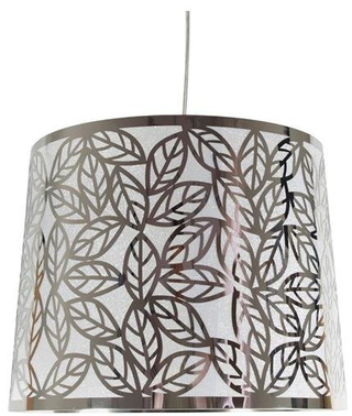 Lampa wisząca z abażurem Andromeda metalowa srebrna klasyczna do salonu