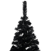 vidaXL Sztuczna choinka z lampkami i bombkami, czarna, 120 cm, PVC