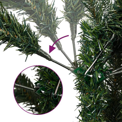 vidaXL Sztuczna choinka na zawiasach, 150 lampek LED i bombki, 120 cm
