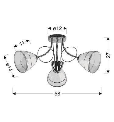 Elotte Lampa Sufitowa 3X40W E27 Biały