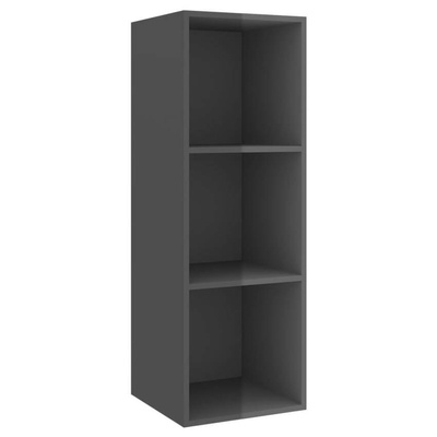 vidaXL Wisząca szafka pod TV, wysoki połysk, szara, 37x37x107 cm
